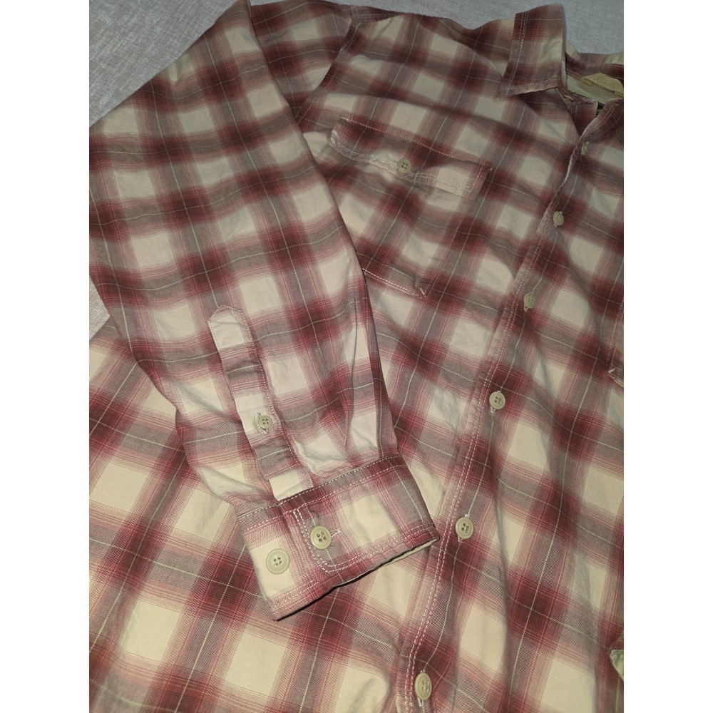Eddie Bauer Mens XL Red Tan Plaid Cotton Long Sleeve Button Down Outdoor Shirt‎ - Picture 3 of 7